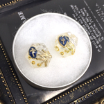 ☆SALE☆青のハートとクロス(ゴールド)ピアス・イヤリング