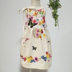 【受注】【80〜110cm】お花＊蝶＊ネコのエプロンワンピース（コットン）