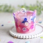 フラワーキャンドル（ピンク×ブルー）＃6-6