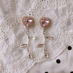 heart and  silver rose pierce