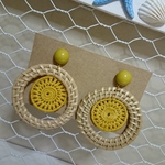 RUKIRIRI #98 ラタンピアス 刺繍ピアス 大ぶりピアス  アンティークピアス ラタンイヤリング 最安値 