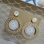RUKIRIRI #99 ラタンピアス 刺繍ピアス ラタン 大ぶりピアス アンティーク  ヴィンテージ イヤリング 