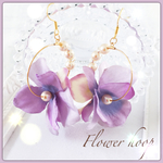 ラベンダーカラー♡紫陽花♡フラワーフープ♡ノンホールピアス