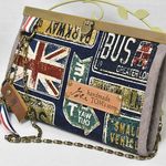 ⚫︎口金長財布(英国プレート柄)・チェーン持ち手つき