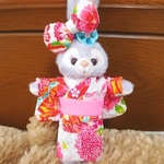 ステラルーのプチ浴衣🐰Ｂ毬と桜柄　ぬいぐるみバッジ用コスチューム