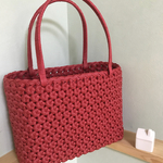 受注製作  ☆新色 茜色☆  ＊花結び編み＊かごバッグ大