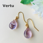 ライトパープル ＊ペアシェイプ フローライトのピアス