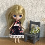 プチブライスサイズ ワンピース ローズネイビー