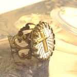 ♡Vintage Cross  Cabochon Ring♡