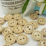 【#348】18個　小　15mm ボタン 手芸　ナチュラル　ウッド　ステッチ　
