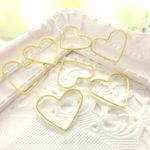 【再再入荷】15個セット☆大サイズ16mm×18mm 　ハート型　細めフレームパーツ　