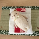 羊毛フェルト お布団猫🐱(赤)