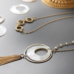 Shell ring チェーンタッセルロングネックレス