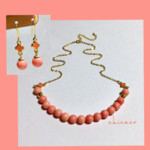 SALE♥コーラルピンク珊瑚のネックレス＆ピアス／イヤリングＳＥＴ