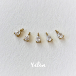 雫•しずく☆真鍮パーツ☆4x7mm☆A級キュービックジルコニア☆7個入り☆アンティーク風☆KP002