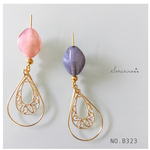 No.B323  ⁂ 揺れる雫×ひし形マーブルビーズ♔ピアス / イヤリング