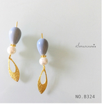 No.B324  ゆらり♩ライトブルー×ゴールドリーフ♔ピアス / イヤリング