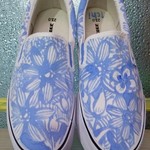 23㎝  潔く、さわやかなお花の。手描きスニーカー