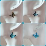 【大きめ出た♪(Lサイズ)】羽ばたく蝶々。レジンでぷっくりツヤツヤの蝶々ピアス。アゲハ蝶 モルフォ蝶 オオルリアゲハ。蝶々ピアス。蝶々イヤリング。