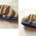 ブルーのチロリアンレースとお花モチーフのコーデュロイ ベレー帽