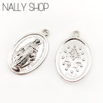 【5個】Virgin Mary Medal Big Charm Silver【MS0116】