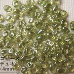 【チェコビーズ/ミニデュオ】クリスタルグリーンラスター(4×2mm/二つ穴)/10g