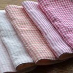 再販18*まいにちのガーゼハンカチS*check&stripeおんなのこ