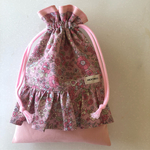 フリル巾着袋*.お花柄