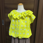 SALE110㎝えりフリルスソバルーンブラウスきいろ系
