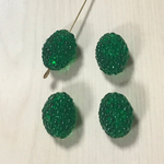 VINTAGE GREEN OVAL BEADS PARTS