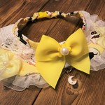 犬・猫首輪　34～39　cocoちゃんリボンチョーカー　イエロー・アリス・プリンセス
