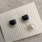おしゃれ黒猫セット(樹脂ピアス)