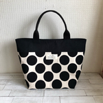 再販＊トートバッグ＊（帆布、黒水玉）