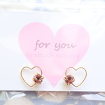 【sale】ハートとアメジストカラーストーン♡　樹脂ノンホールピアス（イヤリング）