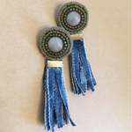 デニムタッセルビーズ刺繍ピアス