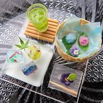 ミニチュア　夏の和菓子セット　涼菓子・冷茶でひとやすみ