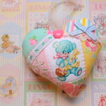 hana*ハンドメイド★ハートオーナメント♪レトロアニマルブルーくまちゃんB3