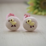 北欧 鳥 刺繍 キッズ ヘアゴム 