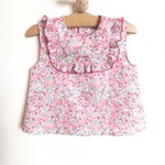 【6/30♡オーダー制作】リバティ シカクのフリルブラウス♡ size80-130