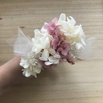  チュールと 紫陽花とかすみ草のプチヘッドドレス