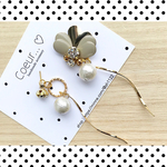 フラワー ラインストーン ピアス イヤリング