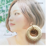 No.B334  おおぶり♔ 人気のラタン×リング のお洒落ピアス / イヤリング