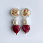 【再販】103 フラワー×レッド  イヤリング ピアス