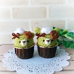 抹茶くま＆うさぎのカップケーキ
