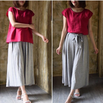 【心地良いガーゼ服】ダブルガーゼのバックタックプルオーバーTシャツ（コットンWガーゼ・ポピーレッド）