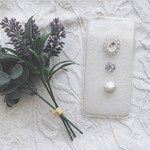 アリッサムの押し花 iPhoneケース シルバー