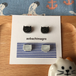 K16GP 白ねこ×黒ねこピアス