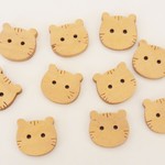 ねこ ボタン ウッド  シルエット 10個セット