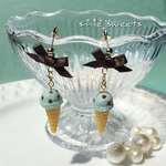 チョコミントアイスのリボンピアス♬