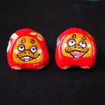 だるまシーサーぺア【赤 クルクル柄】